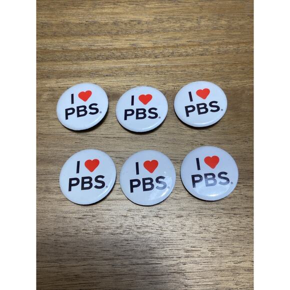 I HEART PBS 1.25" Pinback Metal Button Collectible Public Broadcasting Service 6 - Picture 1 of 2